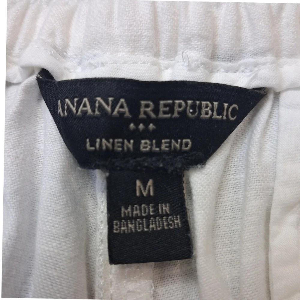 Banana Republic White Linen Blend High Rise Extra Wide Leg Pants Womens Medium